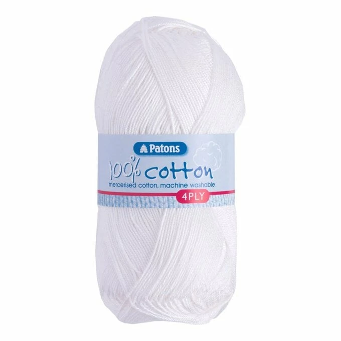 Promo ???? Patons White 100% Cotton 4 Ply Yarn 100g ????