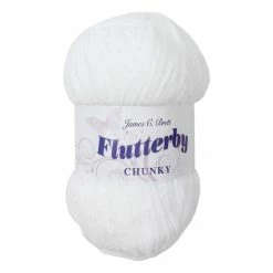 Budget ???? James C Brett White Flutterby Chunky Yarn 100 G ????