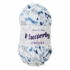 Cheapest ???? James C Brett White Blue Multi Flutterby Chunky Yarn 100 G ????