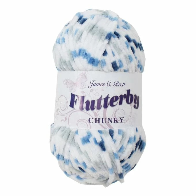 Cheapest ???? James C Brett White Blue Multi Flutterby Chunky Yarn 100 G ????