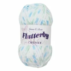 Outlet ???? James C Brett White Blue Mint Flutterby Chunky Yarn 100 G ✔️