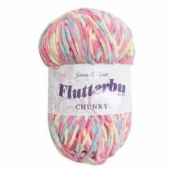 Top 10 ❤️ James C Brett Lemon Coral Blue Spot Flutterby Chunky Yarn 100g ????