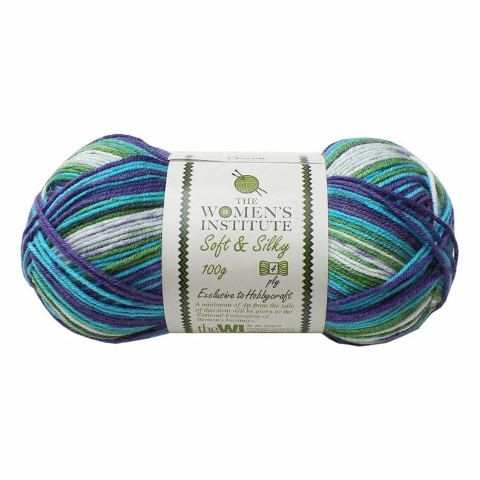 Promo ???? The WI ???? Women's Institute Purple Blue Mix Soft And Silky 4 Ply Yarn 100g ⌛