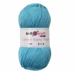 Budget ???? Knitcraft Bright Blue Cotton Blend Plain DK Yarn 100g ????