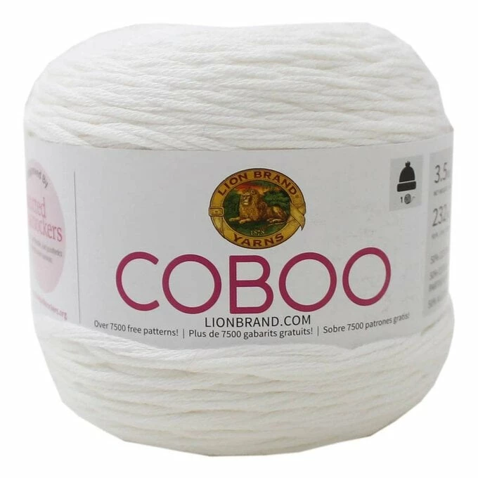 Best deal ???? Lion Brand White Coboo Yarn 100g ✔️