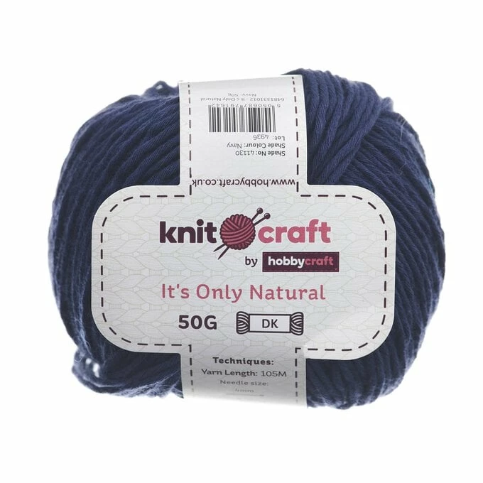 Outlet ???? Knitcraft Navy It's Only Natural Light DK Yarn 50g ????