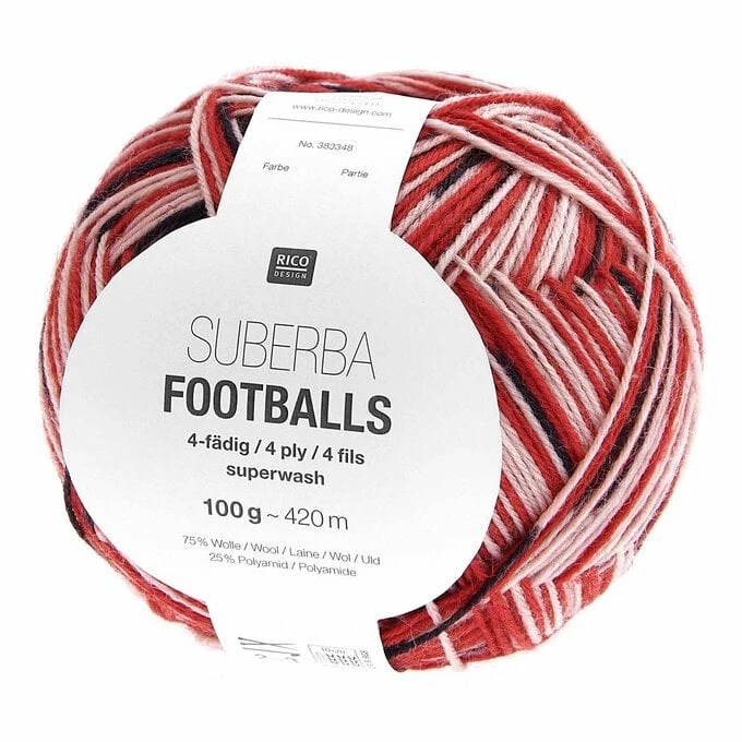 Buy ???? Rico Design Rico Red-Black Superba Footballs 4 Ply Yarn 100g ⭐