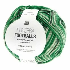 Budget ⭐ Rico Design Rico Green-Black Superba Footballs 4 Ply Yarn 100g ????