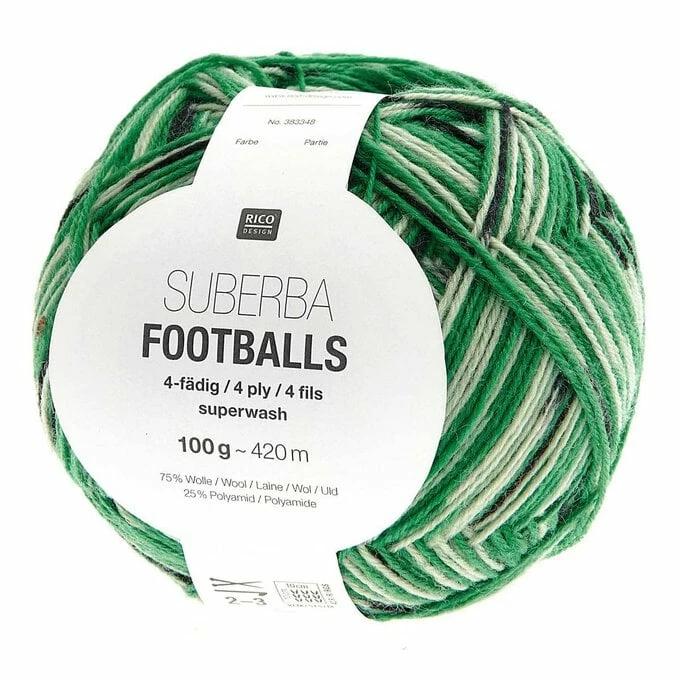 Budget ⭐ Rico Design Rico Green-Black Superba Footballs 4 Ply Yarn 100g ????