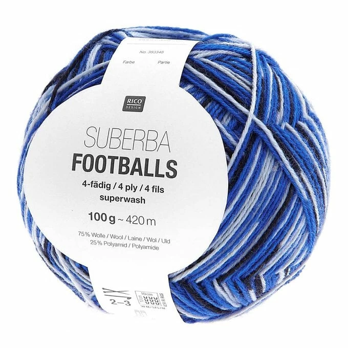 Discount ???? Rico Design Rico Blue-Black Superba Footballs 4 Ply Yarn 100g ????